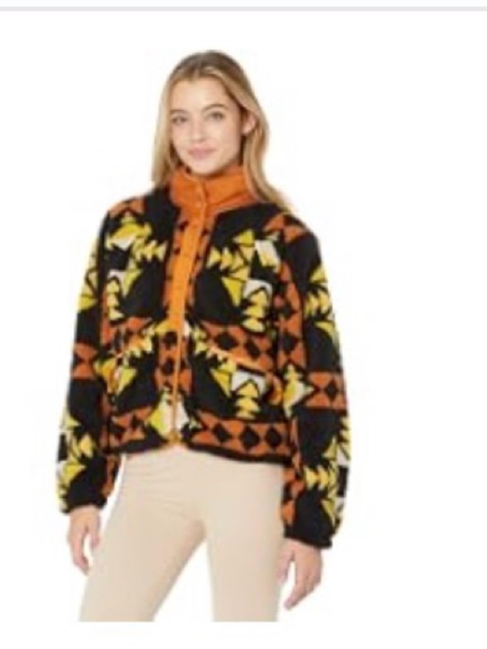 Free People Rocky Ridge Jacket, Night Sky- Orange, Black & Yellow
